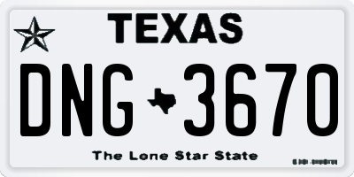 TX license plate DNG3670