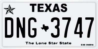 TX license plate DNG3747