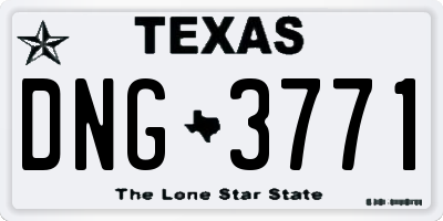 TX license plate DNG3771