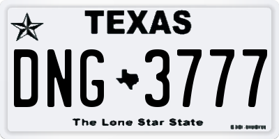 TX license plate DNG3777