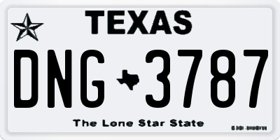 TX license plate DNG3787