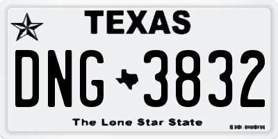 TX license plate DNG3832