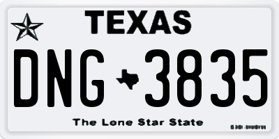 TX license plate DNG3835
