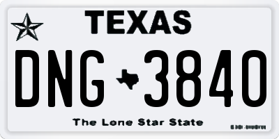 TX license plate DNG3840