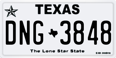 TX license plate DNG3848