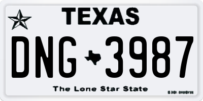 TX license plate DNG3987