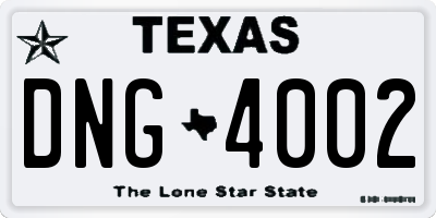TX license plate DNG4002