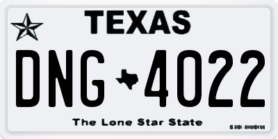 TX license plate DNG4022