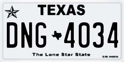 TX license plate DNG4034