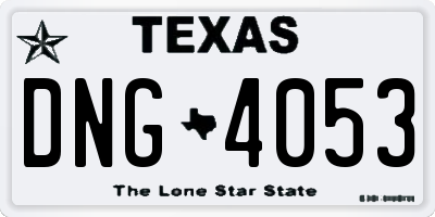 TX license plate DNG4053