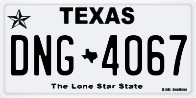 TX license plate DNG4067