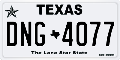 TX license plate DNG4077