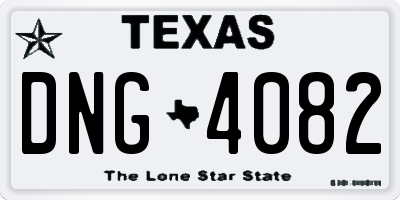 TX license plate DNG4082