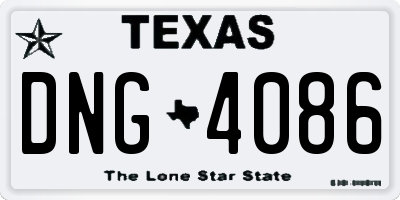 TX license plate DNG4086