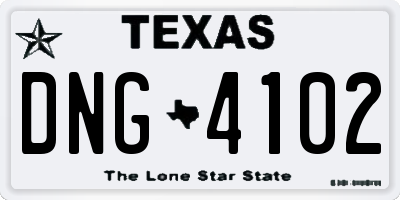 TX license plate DNG4102