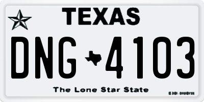 TX license plate DNG4103
