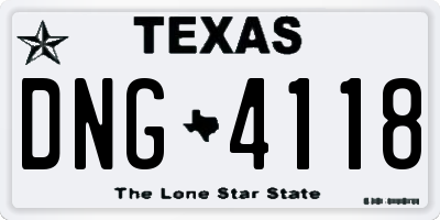 TX license plate DNG4118