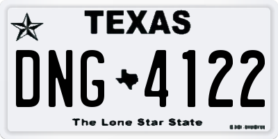 TX license plate DNG4122