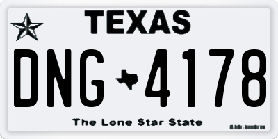 TX license plate DNG4178