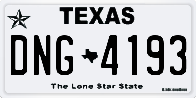 TX license plate DNG4193