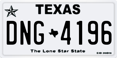 TX license plate DNG4196