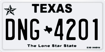 TX license plate DNG4201