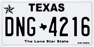 TX license plate DNG4216