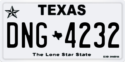TX license plate DNG4232