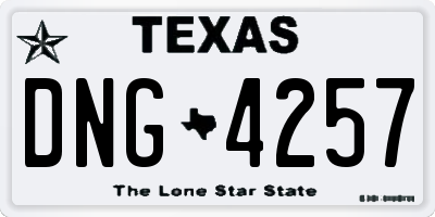 TX license plate DNG4257