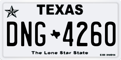 TX license plate DNG4260
