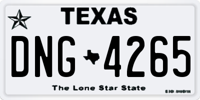 TX license plate DNG4265