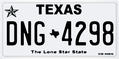 TX license plate DNG4298