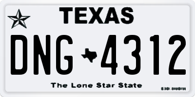 TX license plate DNG4312