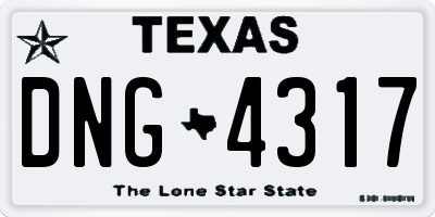 TX license plate DNG4317