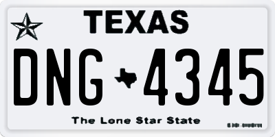 TX license plate DNG4345