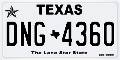 TX license plate DNG4360