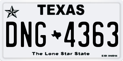 TX license plate DNG4363