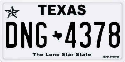 TX license plate DNG4378