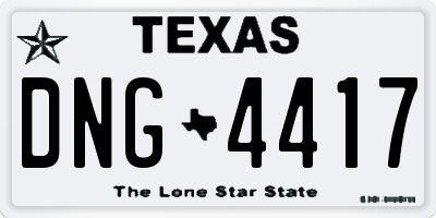 TX license plate DNG4417