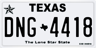 TX license plate DNG4418