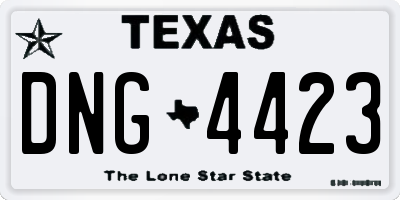 TX license plate DNG4423