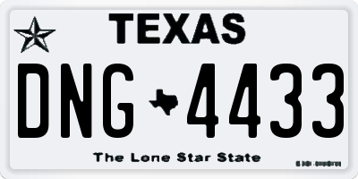 TX license plate DNG4433