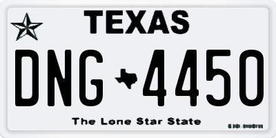 TX license plate DNG4450