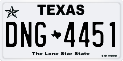 TX license plate DNG4451