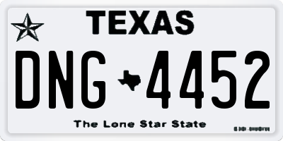 TX license plate DNG4452
