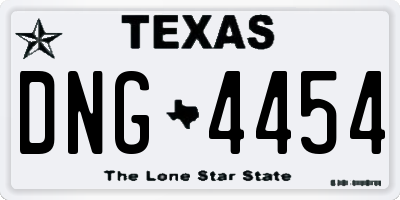 TX license plate DNG4454