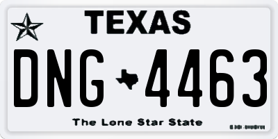 TX license plate DNG4463