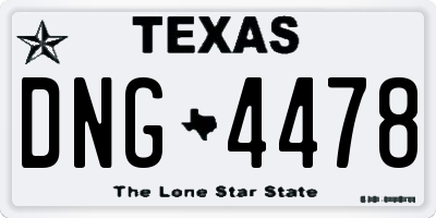 TX license plate DNG4478