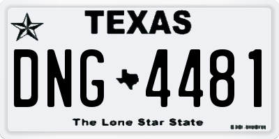 TX license plate DNG4481