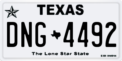TX license plate DNG4492